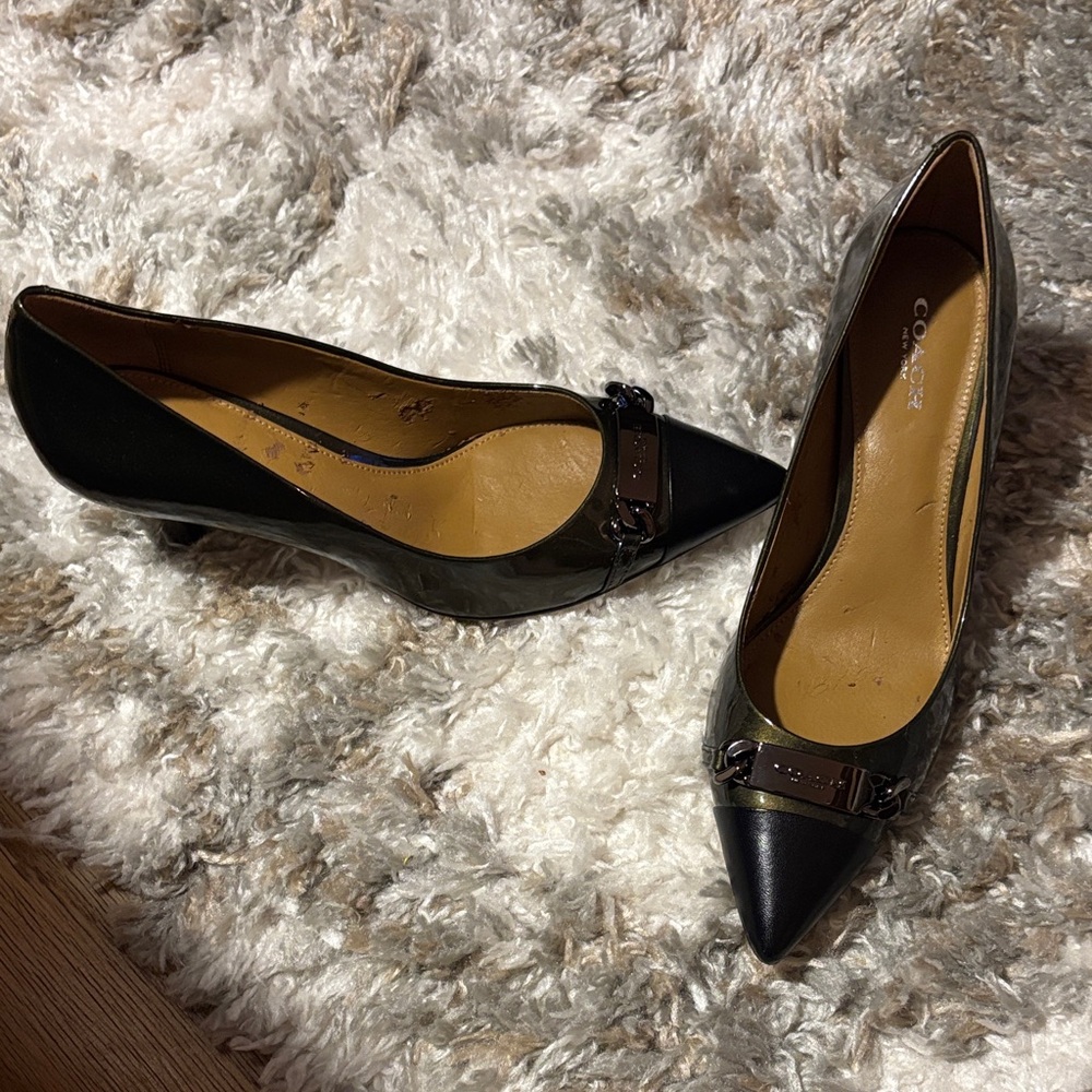 Coach Bowery Pointed-Toe Kitten Heel Pumps
Size 7